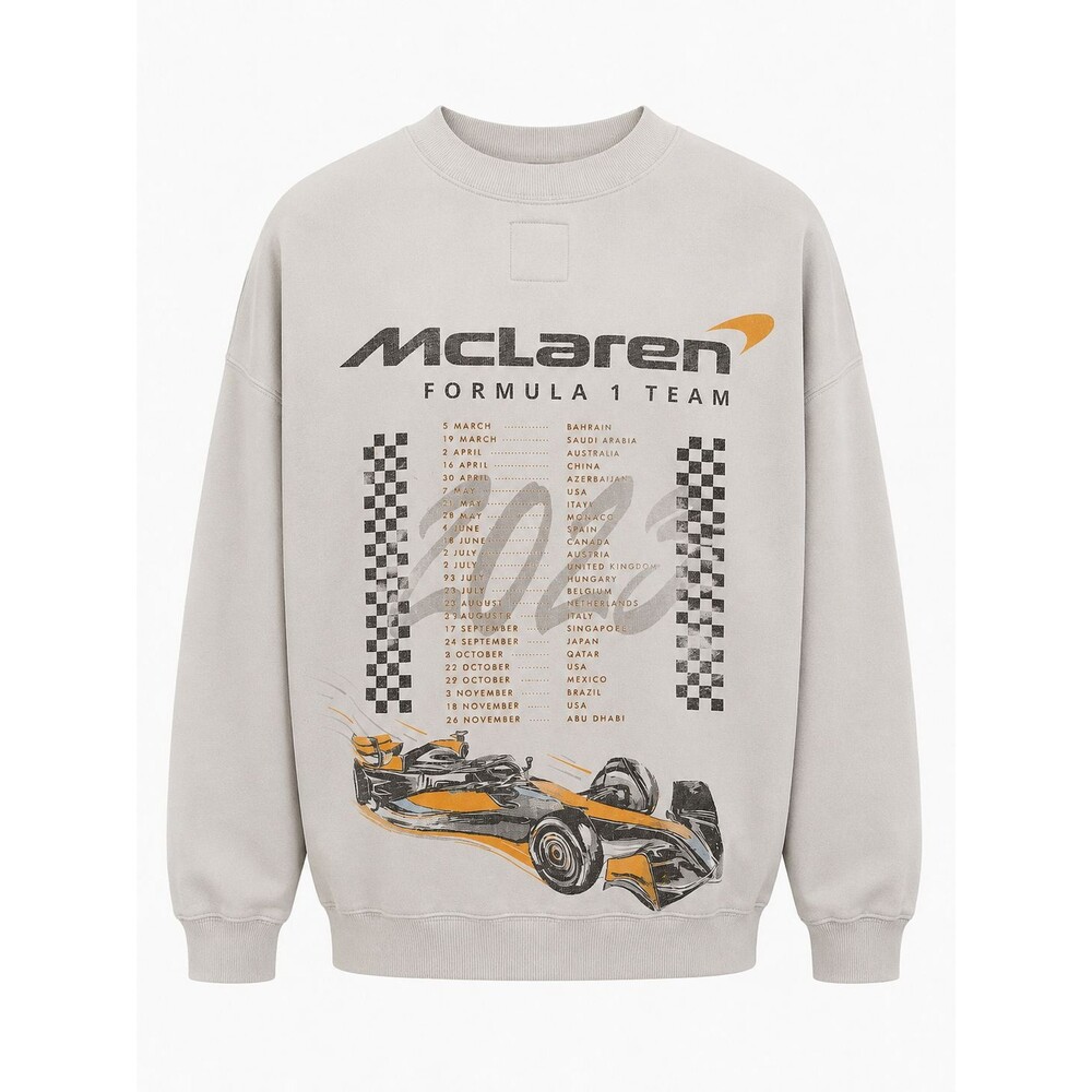 McLaren F1 Sweatshirt Men's L White Oversized Pullover Racing Motorsport